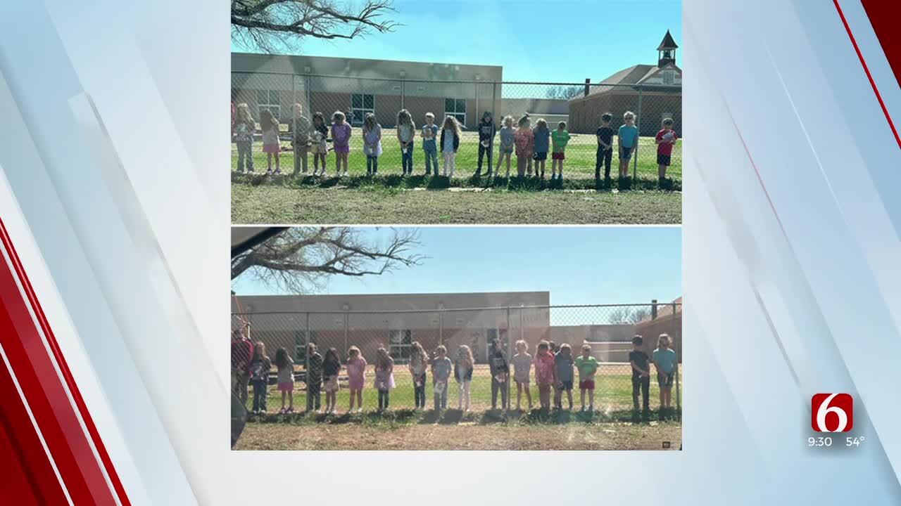 Hominy First Graders Pause Recess To Pay Respects During Funeral Procession