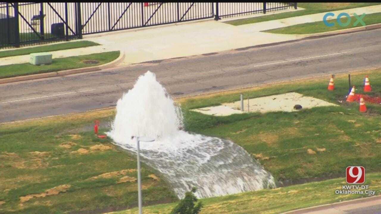Bob Mills Sky News 9 Flies Over Water Main Break In Oklahoma City