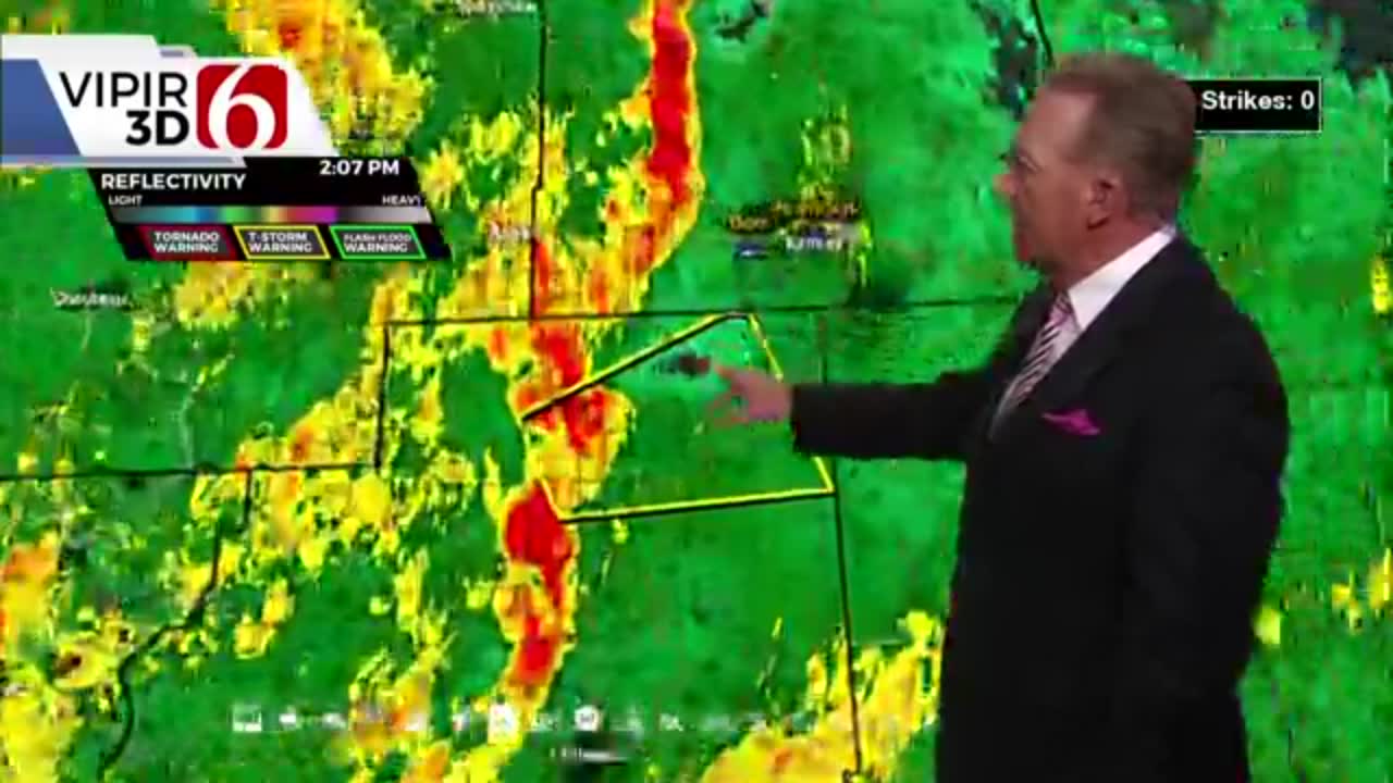 Severe Storms Moving Across Oklahoma Producing Strong Winds, Rain