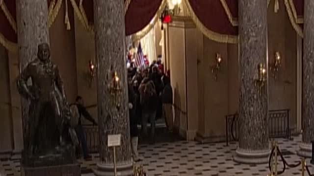 Warning Strong Language: Rioters Inside The Statuary Hall At The U.S. Capitol