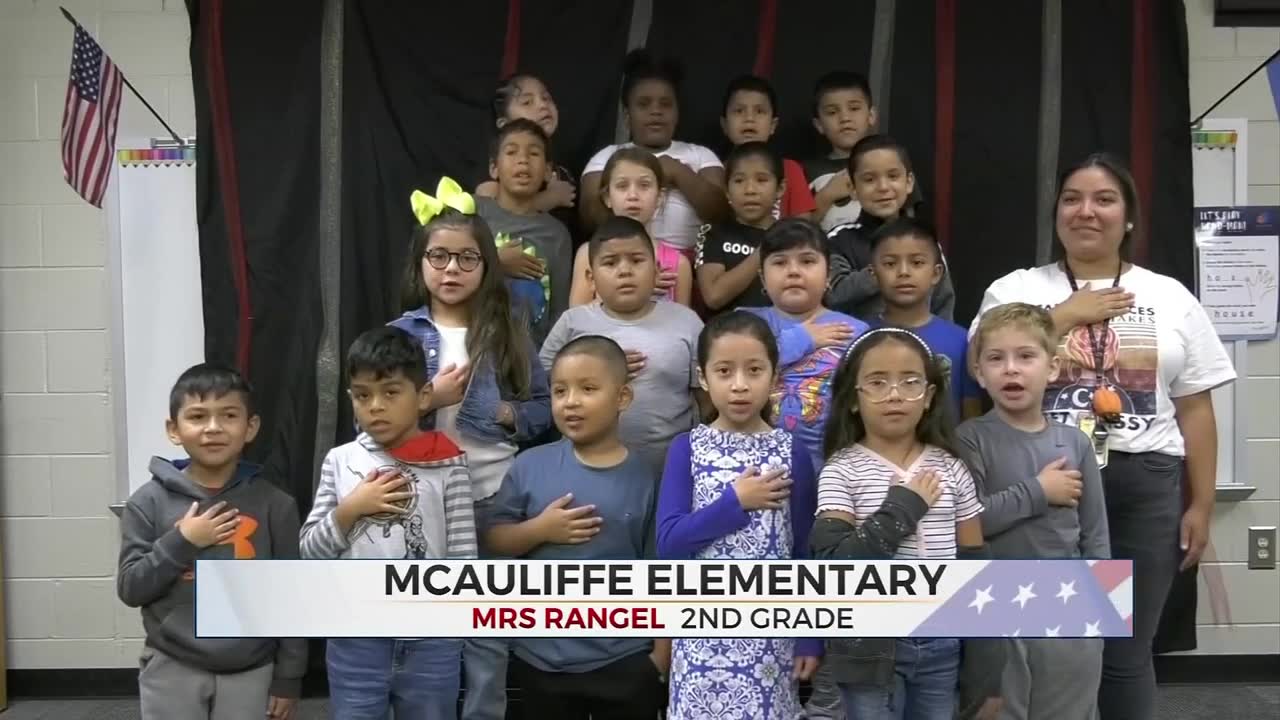 Daily Pledge: Mrs. Rangel's 2nd Grade Class From McAuliffe Elementary