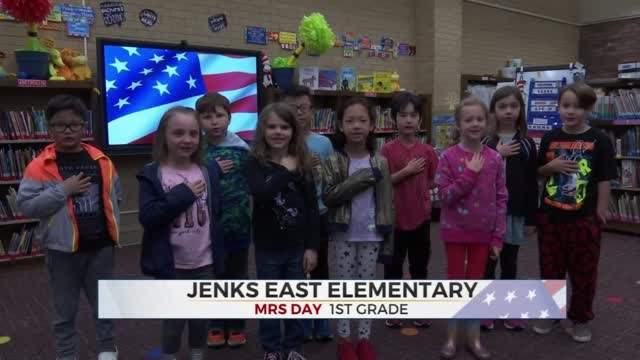 Daily Pledge: Students From Jenks East Elementary 1st-Grade Class