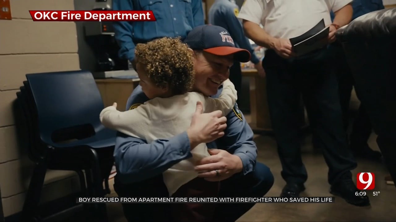 Boy Meets OKC Firefighters Who Saved Him From Burning Apartment 