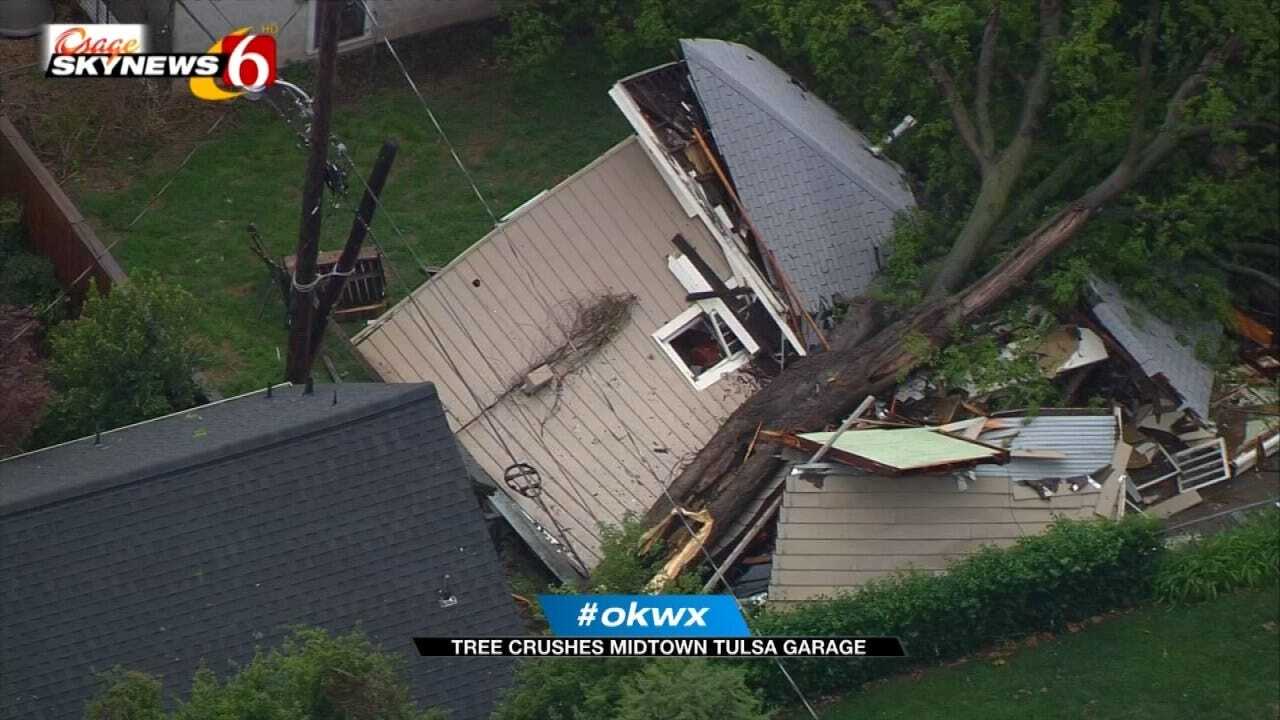 Tree Crashes On Tulsa Garage Apartment