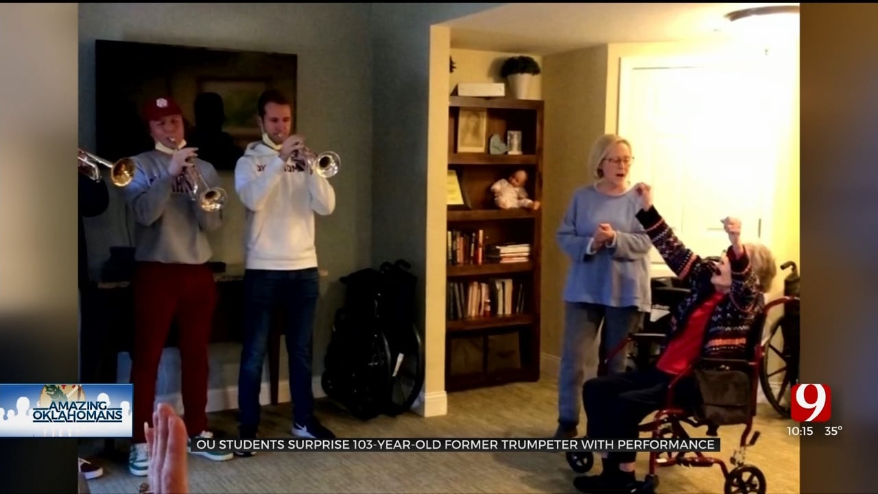 Amazing Oklahomans: OU Students Surprise 103-Year-Old Former Trumpeter With Performance