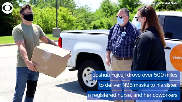 WATCH: Brother Drives 500 Miles To Deliver Face Masks To Woman's Hospital