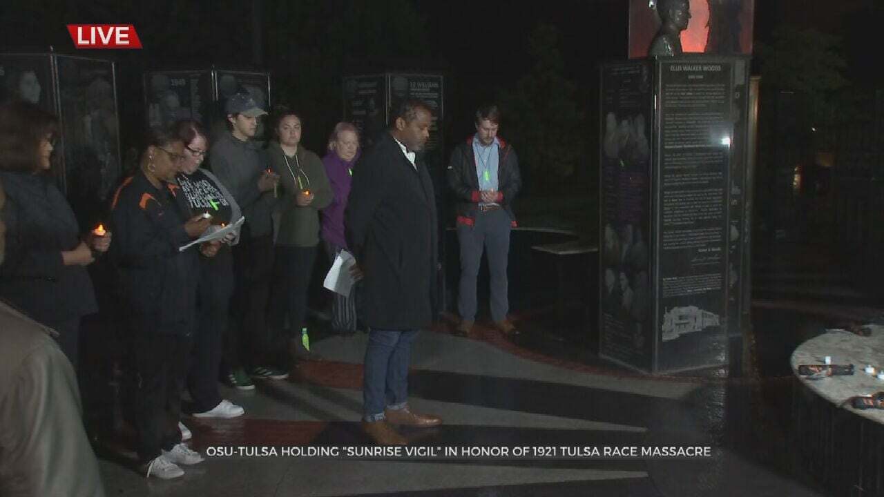 OSU Tulsa Holds 'Sunrise Vigil' To Commemorate 1921 Tulsa Race Massacre 