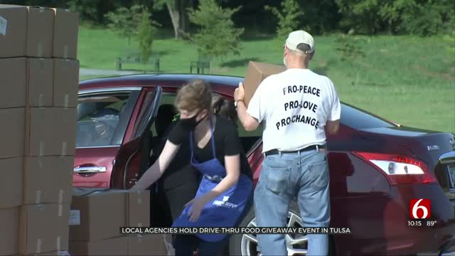 Local Agencies Hold Drive-Thru Food Giveaway Event In Tulsa 
