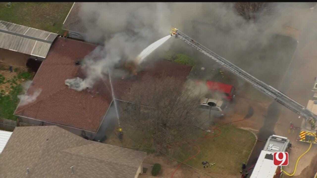 Firefighters Battle House Fire In Bethany