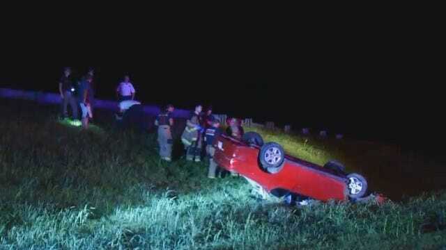 WEB EXTRA: Video From Scene Of Rollover Crash On Highway 412 West Of Sand Springs