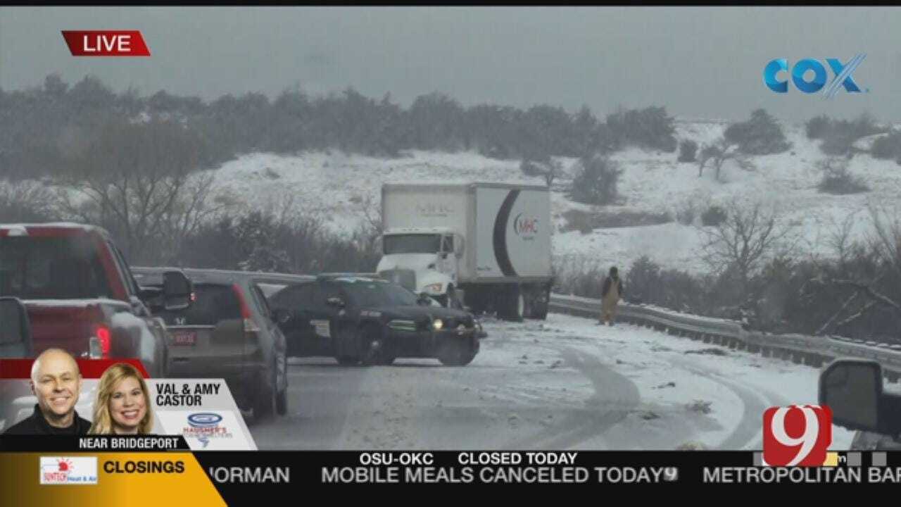 Winter Weather: Wreck Along I-40 Near Watonga, Geary Exit
