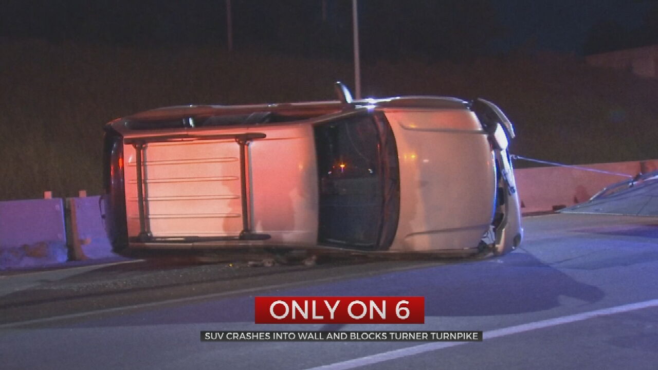 Driver Uninjured After Flipping Car On Turner Turnpike Overnight