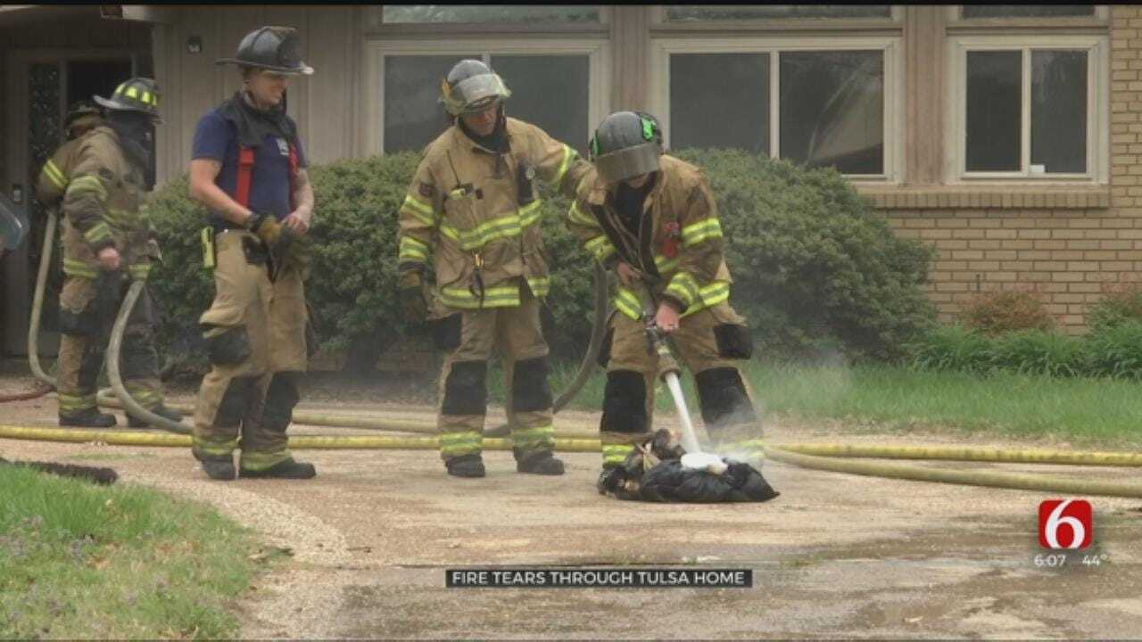 Tulsa Family Cleaning Up After Fire Nearly Destroys Home