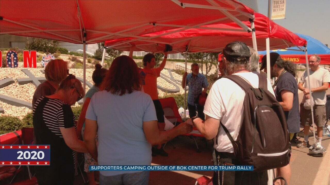 Supporters Camp Out In Anticipation Of President Trump’s Rally