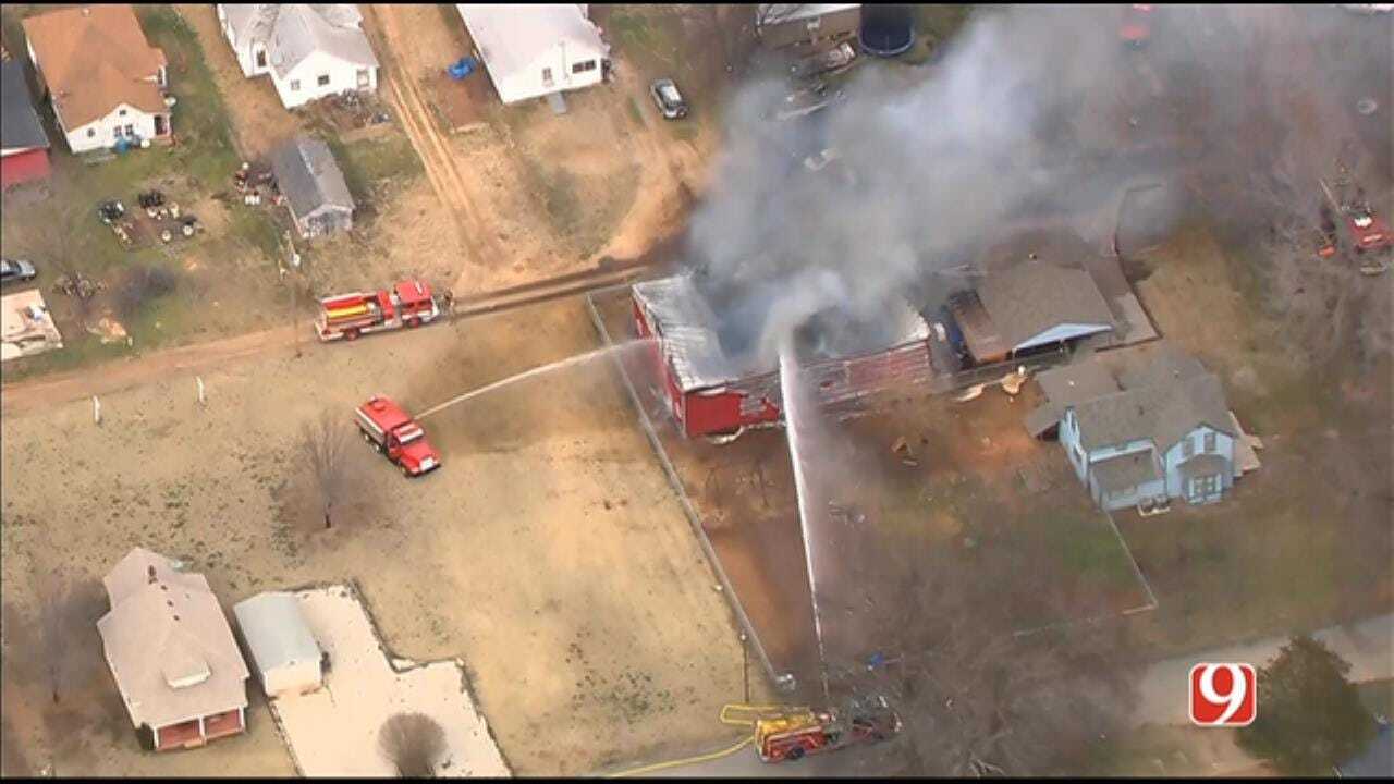 Bob Mills SkyNews 9 Flies Over Structure Fire In Logan County