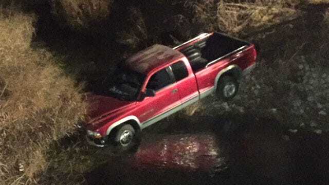 Tulsa Man Taken To Hospital After Car Hits Guardrail, Lands In Creek