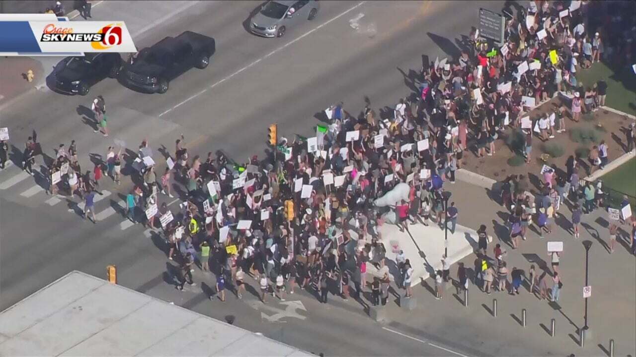Hundreds March Through Downtown Tulsa To Protest Roe V. Wade Reversal