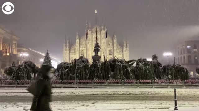 Watch: Snow Covers Milan, Italy