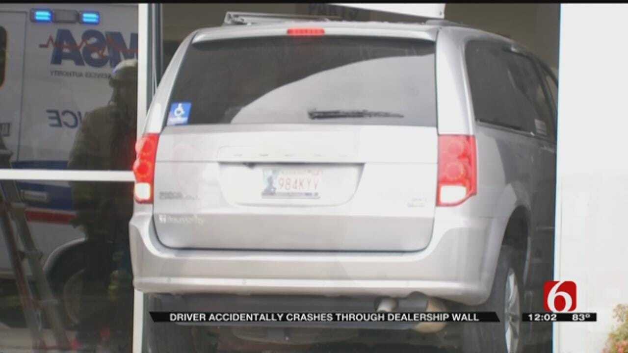 Van Plows Through Tulsa Car Dealership