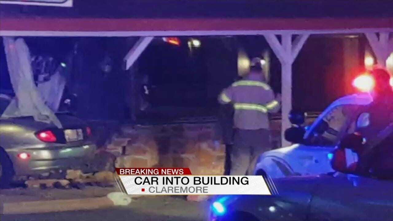 Car Crashes Into Claremore Business; 2 In Custody