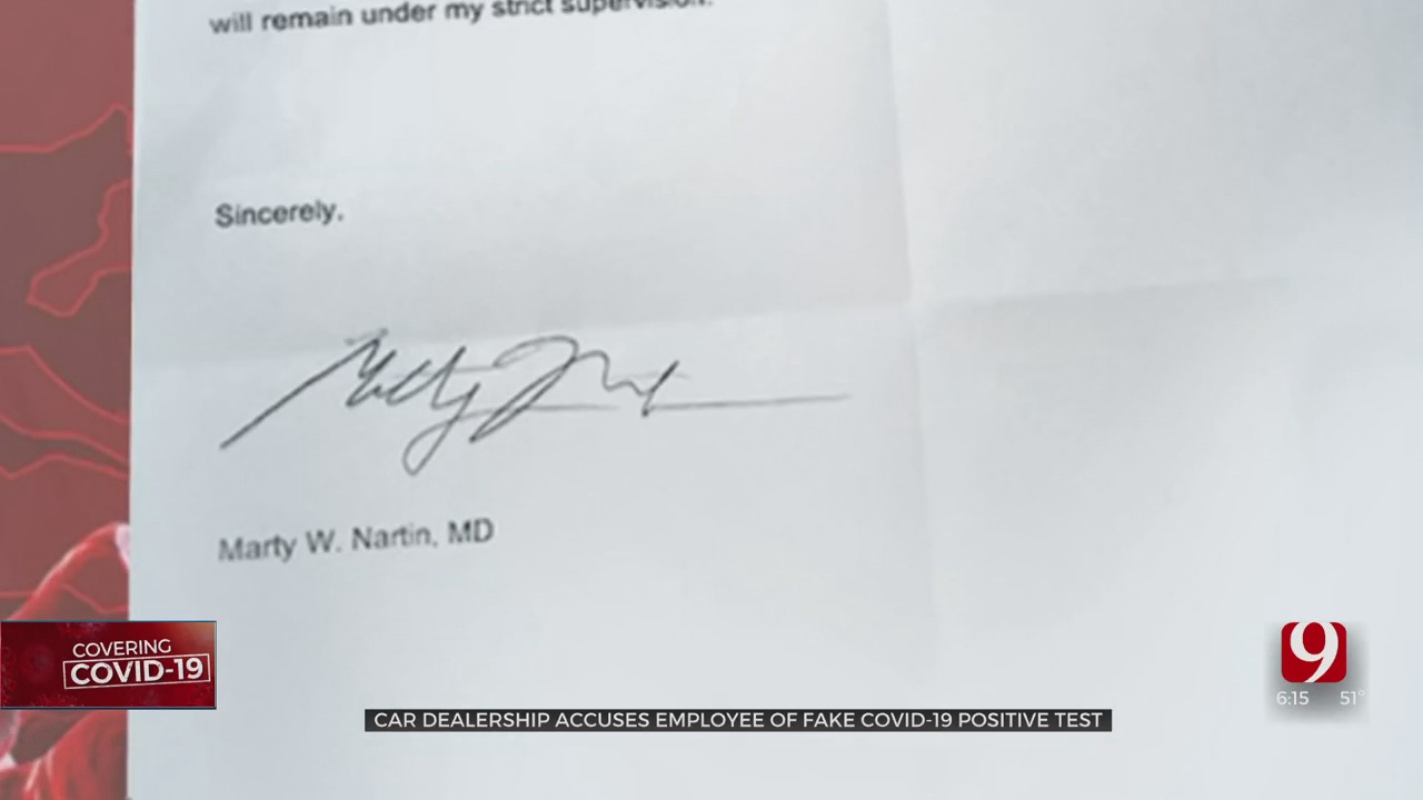 Car Dealer Claims Employee Faked COVID-19 Positive Doctor's Note