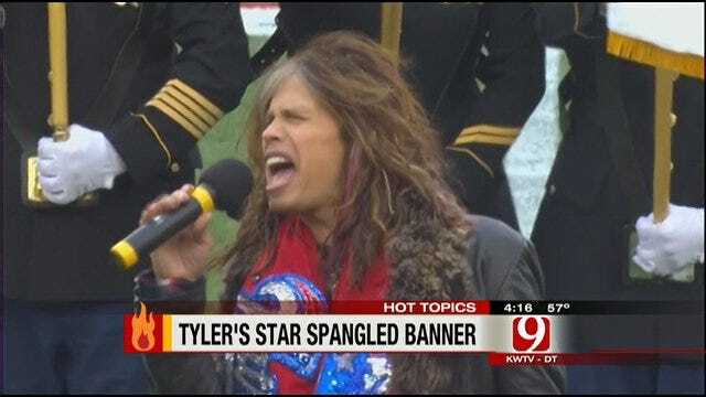 Hot Topics: Steven Tyler Sings National Anthem