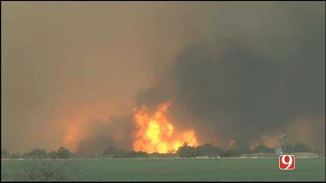 WEB EXTRA: Wildfire Rages Out Of Control In Woodward County