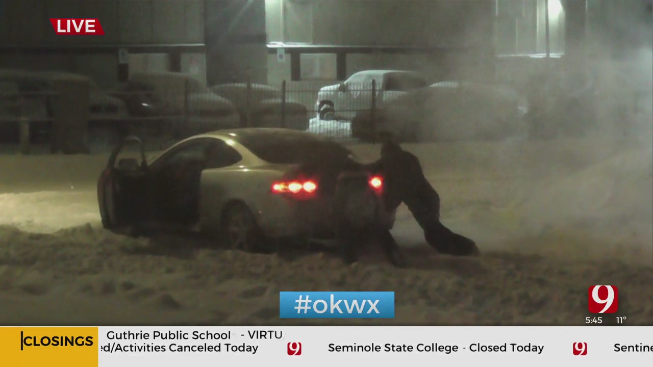 WATCH: News 9's Colby Thelen Helps Stranded Drivers In Snow