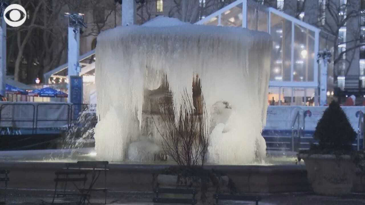 Temperatures Drop So Low, A Fountain In NYC Froze