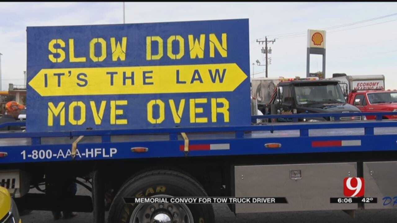 OKC Tow Trucks Convoy In Support Of Tulsa Driver Killed