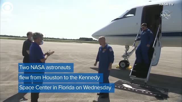 Watch: Two astronauts arrive in Florida ahead of NASA, SpaceX launch